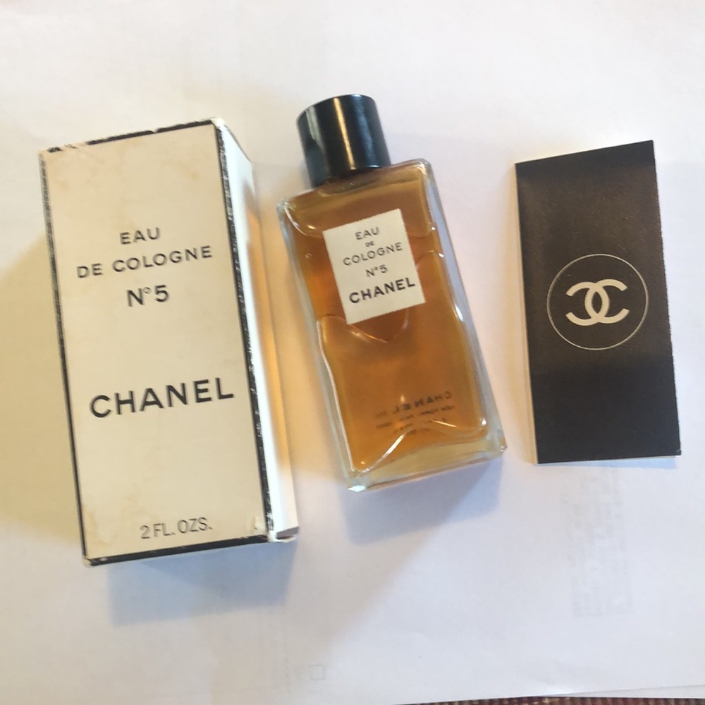 Chanel No 5 - box & embossed booklet - 2 oz & full bottle; vintage circa 1980